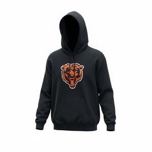 Team Apparel Black Chicago Bears Hoodie with Orange Bear Logo